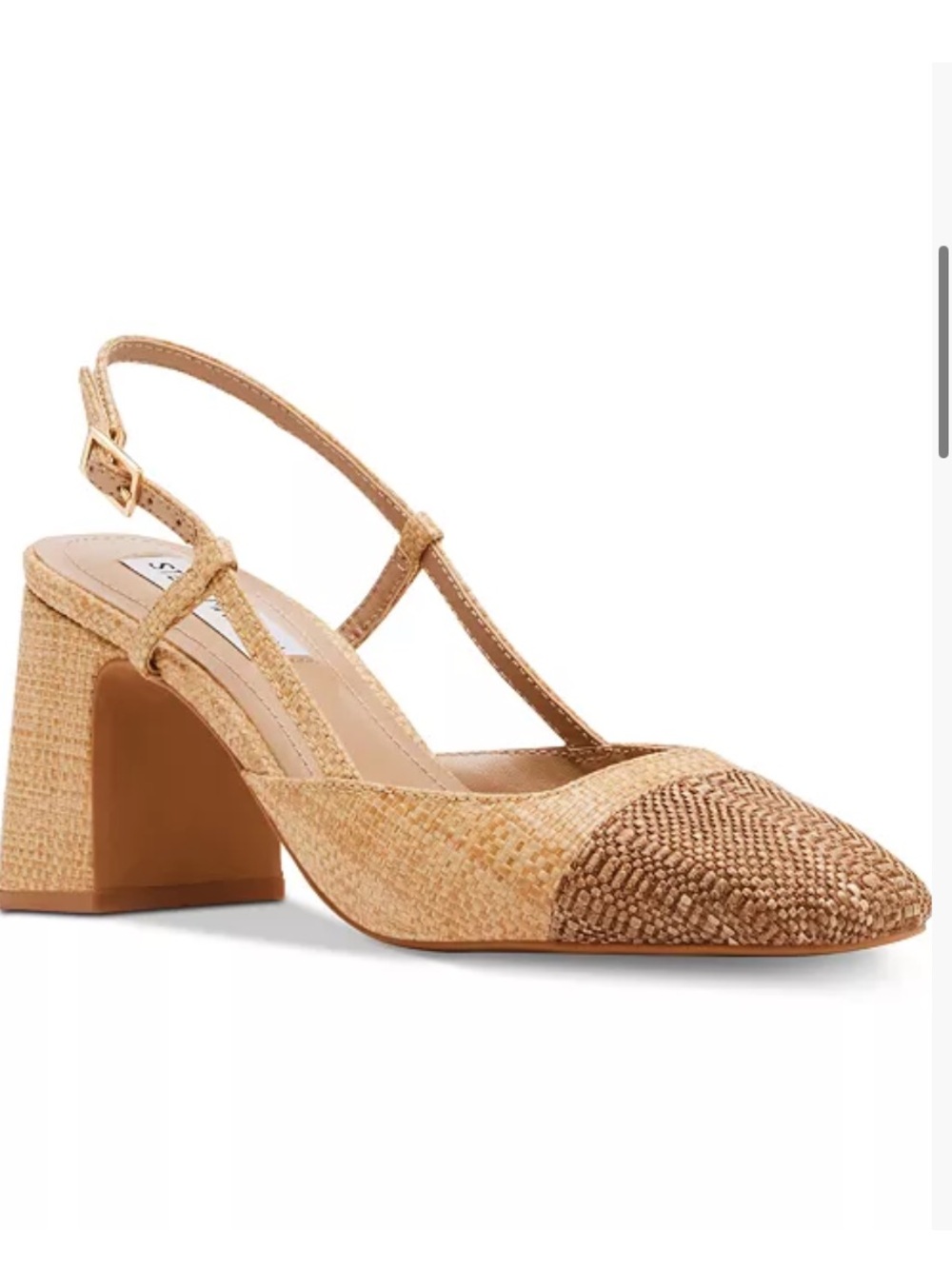 Steve Madden Becka Tan Woven Slingback  Block Heel 9